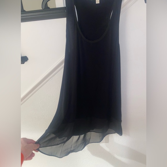 GB long black tank top with chiffon contrast sz small - Picture 8 of 10
